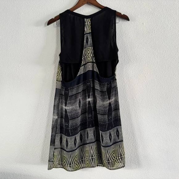 ASTR Tank Dress Racer Back Sheer Dress Geometric Small Aztec #ADR92810 Cocktail - Picture 12 of 13